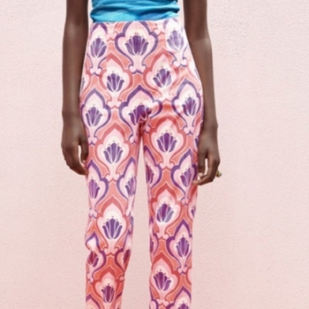 ZARA Women’s High Rise Slim Fit Geometric Print Pants Size 2